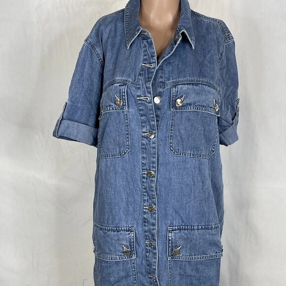 Veronica Beard Warren Denim Mini Dress • Size 14 • Blue - Picture 1 of 8